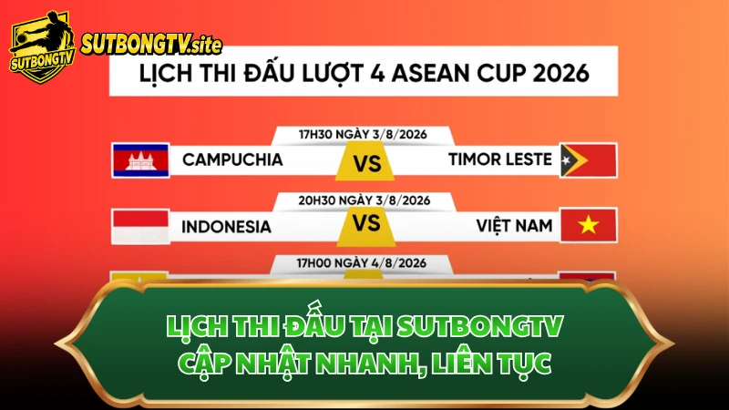 Lịch thi đấu tại Sutbongtv cập nhật nhanh, liên tục